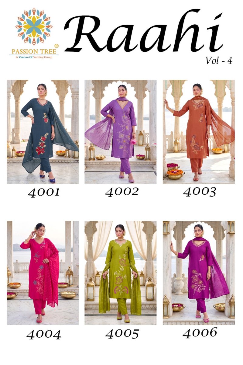 Raahi Vol 4 By Passion Tree Roman Silk Kurti With Bottom Dupatta
